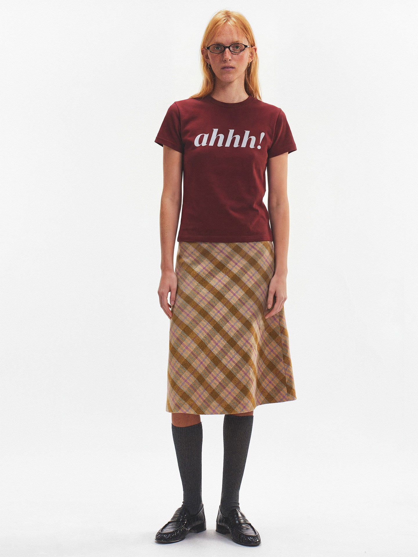 AHHH Logo Print Short Sleeve T-shirt - Red