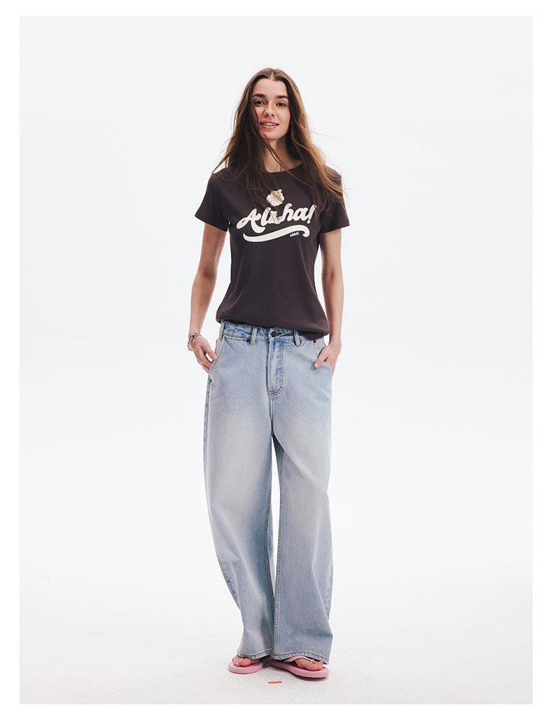 AHHH Bear Print T-shirt - Coffee