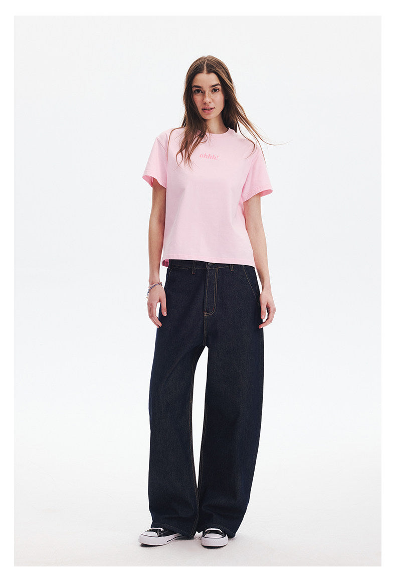 AHHH Logo Print T-shirt - Pink