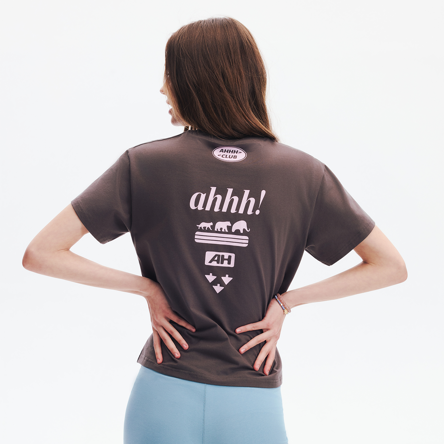 AHHH Logo Print T-shirt - Coffee