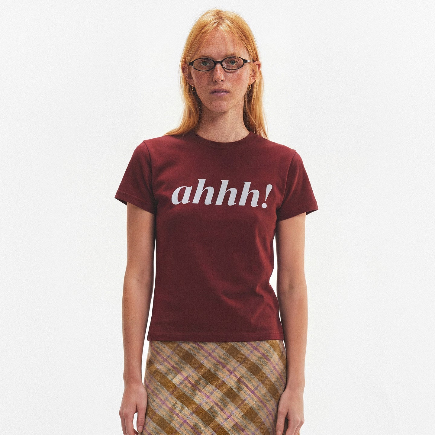 AHHH Logo Print Short Sleeve T-shirt - Red